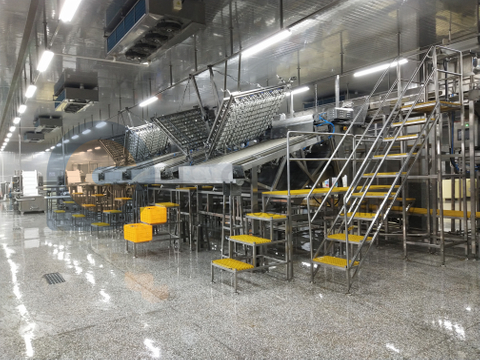 Промышленная автоматическая производственная линия для очистки креветок от пищевых продуктов